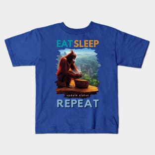 Funny Social Media addict print - Eat, Sleep, update status, repeat Kids T-Shirt